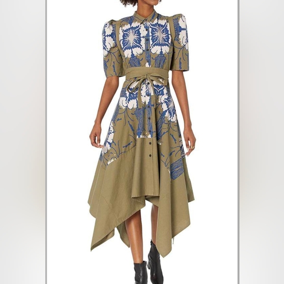 Making the Cut Season olive lace up midi Shirt Dress Sz XS New with tags - Picture 2 of 14